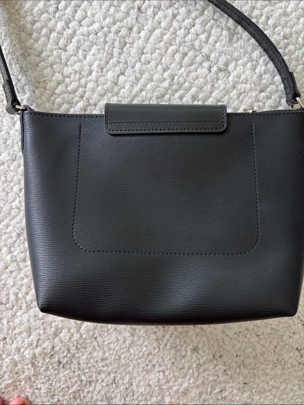 Longchamp Black Crossbody with Tan Leather Pull Tab - Picture 6 of 11